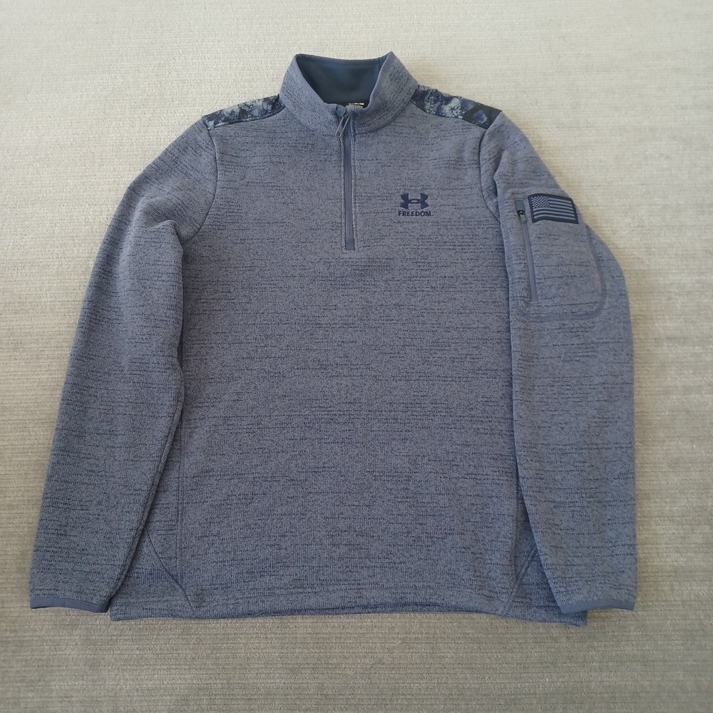 Under Armour Freedom Quarter Zip‎ Pullover Mens M Blue Sweater Tactical Fleece